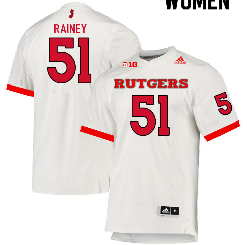 Women #51 Troy Rainey Rutgers Scarlet Knights College Football Jerseys Sale-White - Click Image to Close